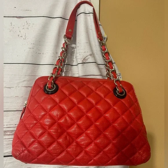 Kate Spade  Gold Coast Georgina  Marachino Red Quilted Leather Satchel Handbag - Picture 12 of 16
